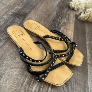 Mango Black and Tan Studded Women's Sandals